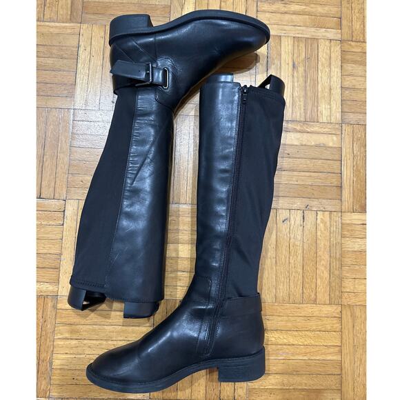 Nine West Women's Black Leather Buckle Strap Tall Riding Boots, Size 6.5, EUC - Picture 2 of 10